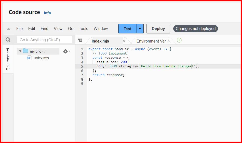 Picture showing the code in the lambda function
